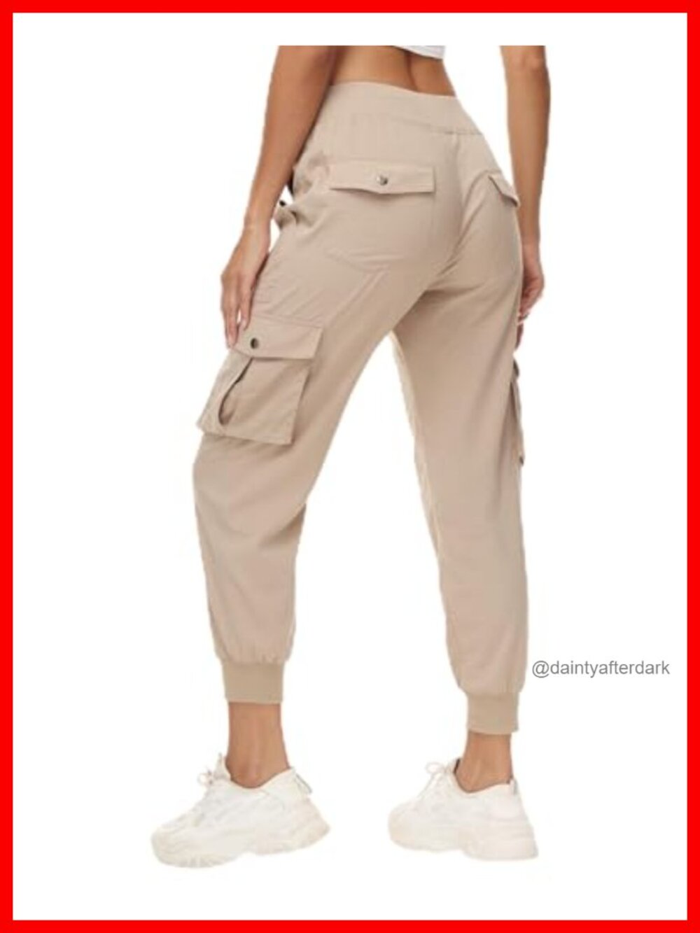 Women's Cargo Hiking Pants Quick Dry Lightweight Elastic Waist Button Pockets